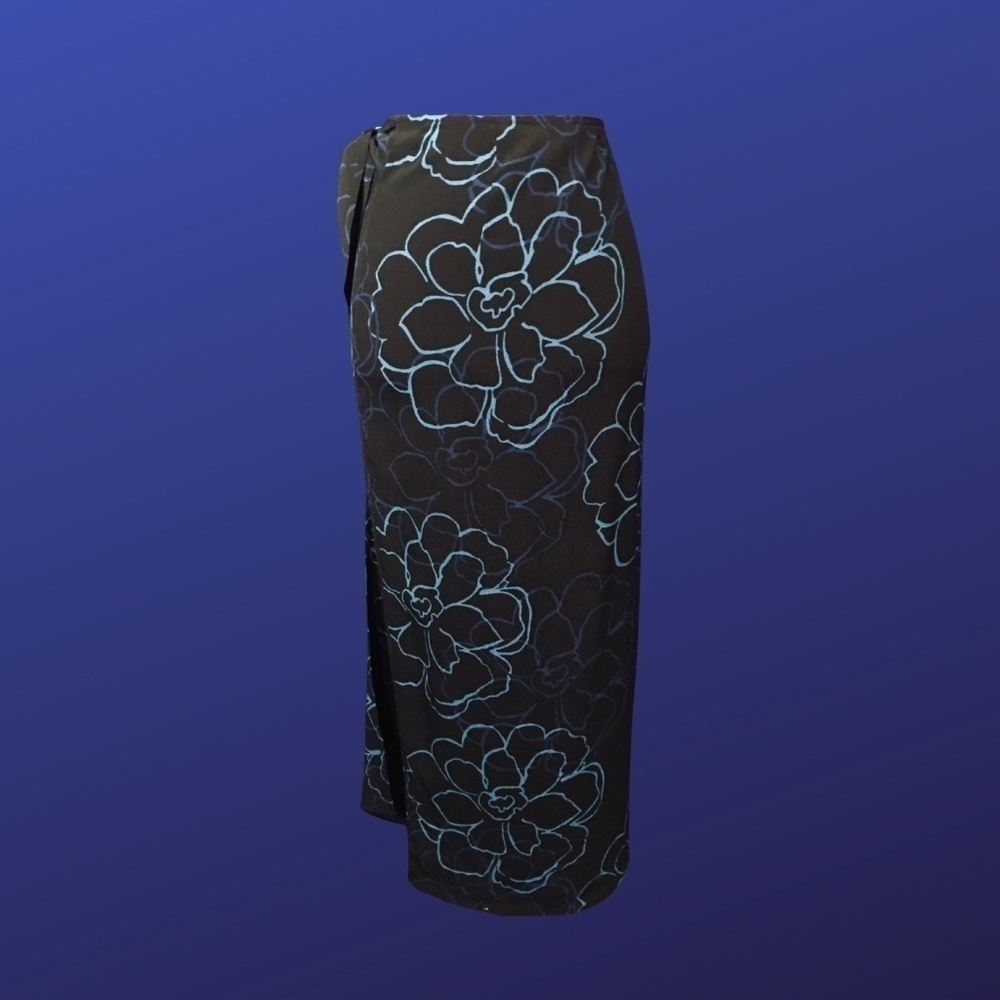 NEW YORK & COMPANY Skirt, Sarong Wrap Style, MIDI, BLACK/BLUE, NWOT, Size 10